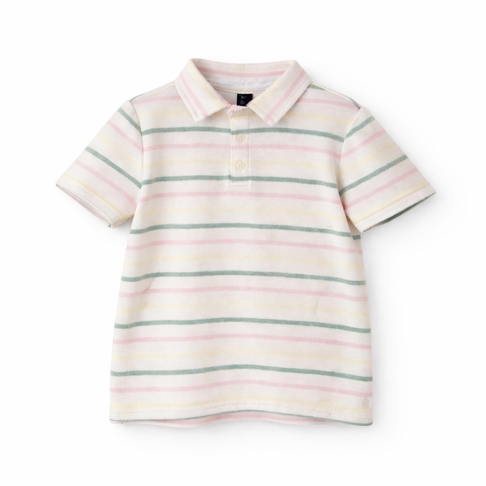 Janie and Jack Boys Striped Polo Shirt Size 6 Pastel Pink Green Yellow Cotton